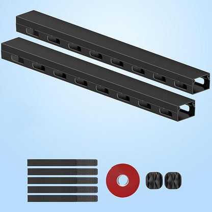 Updated Big Hole Cable Raceway,31 (2X15.4) Inch Open Slot Cable Management Under Desk Kit,Wire Covers for Desk,Cord Hider Cable Organizer for Hiding Computer,TV,Network
