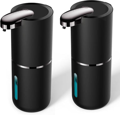 2 Pack Automatic Soap Dispenser, Touchless Foam Soap Dispenser Dispenser Electric Wall Mounted Motion Sensor Waterproof Dispenser Pump for Thin & Thick Liquid(Black)