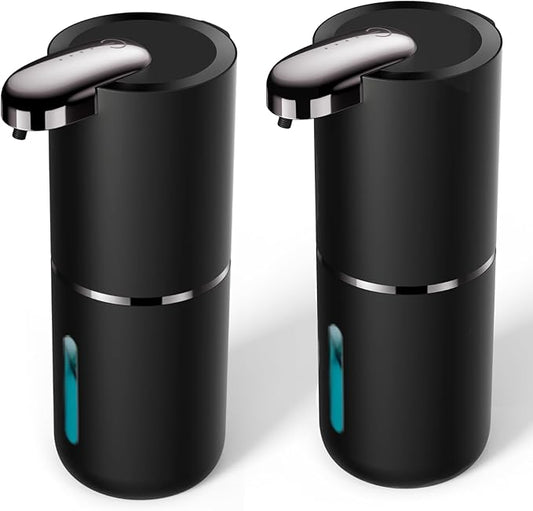 2 Pack Automatic Soap Dispenser, Touchless Foam Soap Dispenser Dispenser Electric Wall Mounted Motion Sensor Waterproof Dispenser Pump for Thin & Thick Liquid(Black)