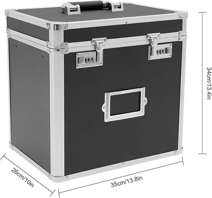 Storage File Boxes, Locking File Organizer Box, 13.5” Portable with Handle, Large Capacity Combination Box, Lockable File Cabinet, Secure Document Box for Letters, Office