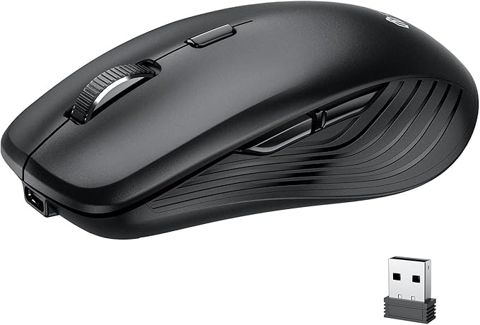 iClever Wireless Bluetooth Mouse, Dual Mode(Bluetooth+USB), Rechargeable Mouse, Multi-Devices for Small Sized Hands with 4 Adjustable DPI, Silent Clicks for Laptop, iPad, MacBook, Tablet, PC
