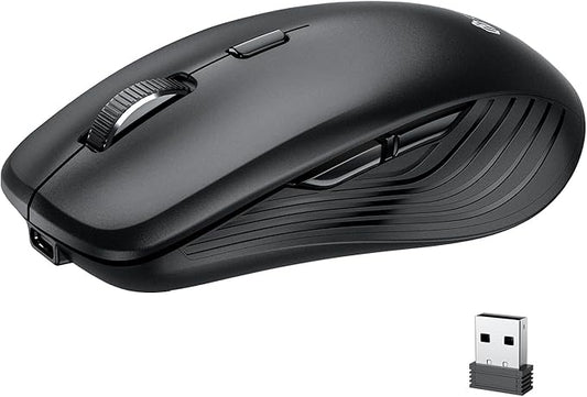 iClever Wireless Bluetooth Mouse, Dual Mode(Bluetooth+USB), Rechargeable Mouse, Multi-Devices for Small Sized Hands with 4 Adjustable DPI, Silent Clicks for Laptop, iPad, MacBook, Tablet, PC