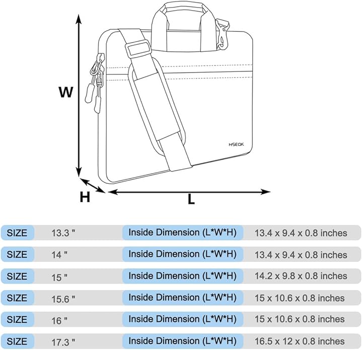 Universal Laptop Shoulder Bag 13-17.3 Inch Shockproof Briefcase with Multi-Pockets & Adjustable Strap for MacBook Pro/Air