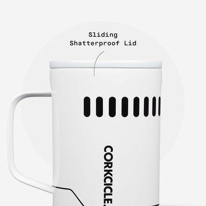 Corkcicle Classic Coffee Mug - Triple Insulated Stainless Steel for Travel - Shatter-Proof Lid - Keeps Drink Hot Over 3 Hours - Holiday Mug Gift - Great for Gifting Warmth - 16 oz - Stormtrooper