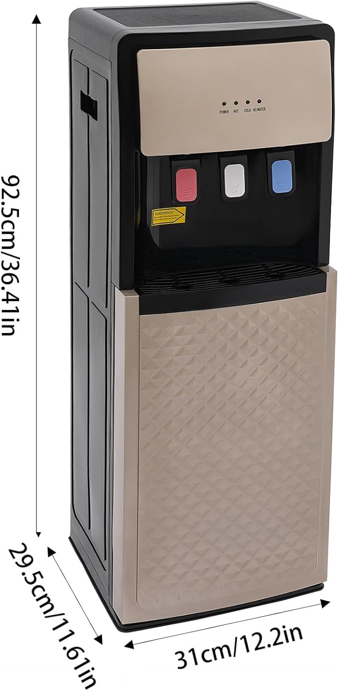 Bottom Loading Water Dispenser, 110V Hot & Cold Water Cooler Dispenser Standing Hot & Cold Water Dispenser with 3 Temperature Settings for Home, Kitchen, Office (Champaign Gold)