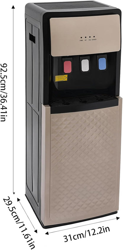 Bottom Loading Water Dispenser, 110V Hot & Cold Water Cooler Dispenser Standing Hot & Cold Water Dispenser with 3 Temperature Settings for Home, Kitchen, Office (Champaign Gold)