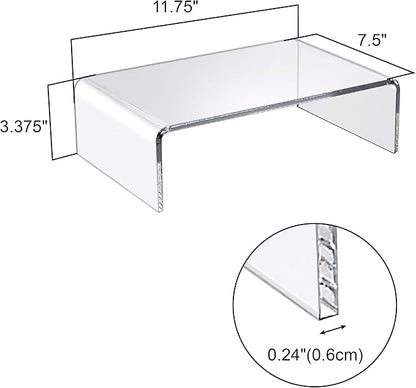 Amazing Abby Acrylic Monitor Stand Riser for Desk (2-Pack), Clear Plastic Computer Monitor Riser with Keyboard Storage, Heavy-Duty 3-3/8" Riser for PC Laptop Screen, Great for Home and Office Use