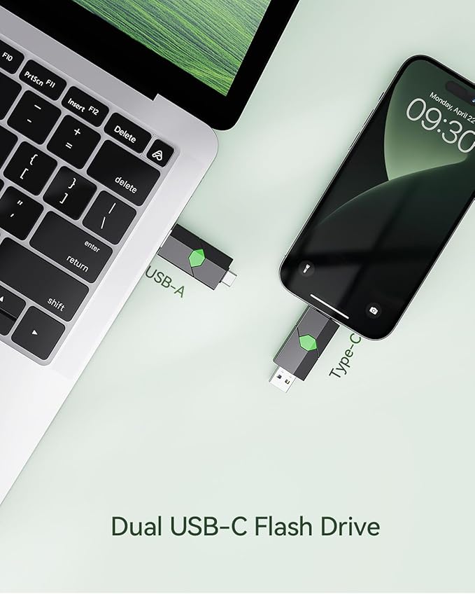 K&ZZ 128GB USB C Flash Drive 1 Pack Dual USB-C Thumb Drive 3.0 Push-Pull USB A + Type C Memory Stick Photo Stick for Smartphone Tablet Laptop iPhone 17