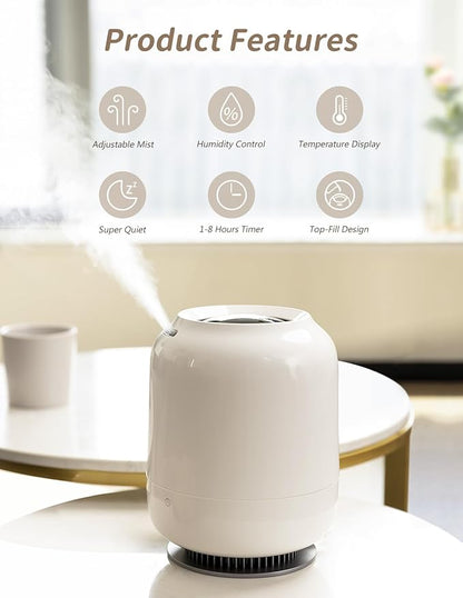 SmartDevil 1.2L Cool Mist Humidifier, Top Fill Ultrasonic Smart Air Humidifier with Essential Oils, Timing, Auto Shut Off for Home Babies Plants