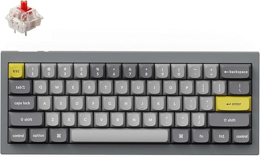 Keychron Q4 Wired Custom Mechanical Keyboard, 60% Layout QMK/VIA Programmable Macro with Hot-swappable Gateron G Pro Red Switch Double Gasket Compatible with Mac Windows Linux (Gray)