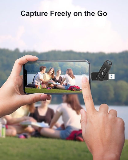 KEXIN 256GB Flash Drive Dual USB C Thumb Drive USB-A & Type-C 100MB/s Swivel USB Drive 256GB for Tablet iPhone 15/16 Car Game Console, Black