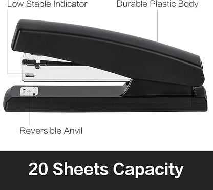 Deli Stapler, Desktop Stapler, Office Staplers, 25 Sheet Capacity, Includes 1000 Staples and Staple Remover, Black
