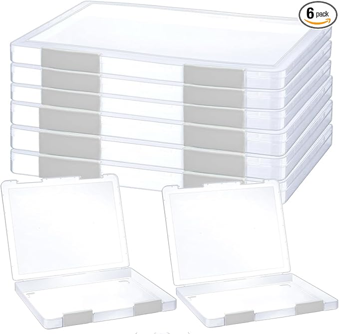 6 Pcs Clear A4 File Portable Project Case, Plastic Storage Box for 8.5" x 11" Letter Paper, Scrapbook Paper Storage Boxes Documents Magazines Holder