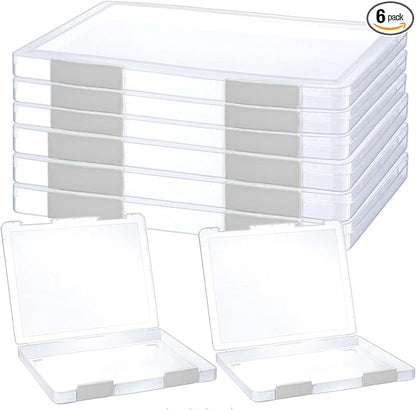 6 Pcs Clear A4 File Portable Project Case, Plastic Storage Box for 8.5" x 11" Letter Paper, Scrapbook Paper Storage Boxes Documents Magazines Holder