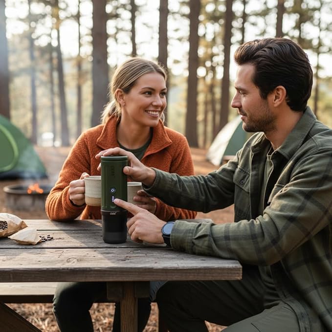 CERA+ Self-Heating Portable Espresso Machine,Up to 8 Cups per Charge & 20 Bar, 13500mAh, CERApresso Works with NS Capsules & Grounds, Electric Coffee Maker for Camping,Hiking,Office & Car/Air Travel