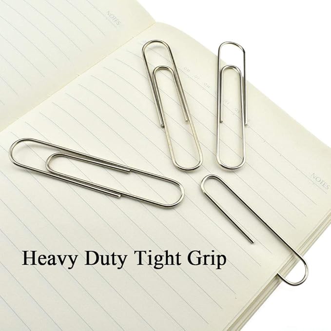 HAHIYO Paper Clips Sturdy Smooth Extra Large 3 inches Length 40 Pack Paperclips Heavy Duty Tight Grip Rust Proof Reusable Metal Bright Silver for Home Office School