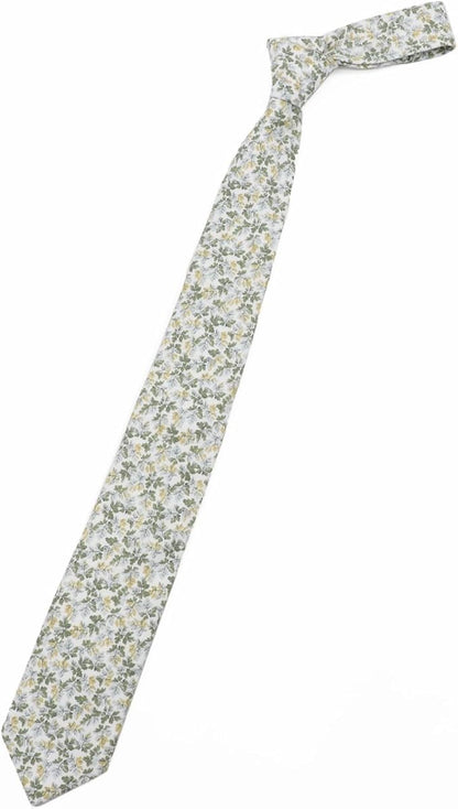 Cotton Floral Ties for Men 2.76" Men's Skinny Tie Linen Flower Printed Neck Tie for Wedding Dating Party