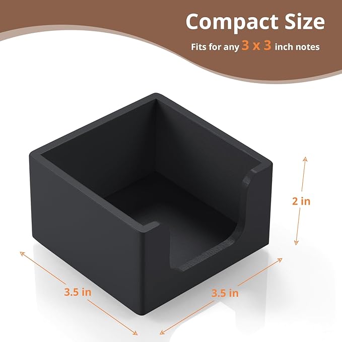 Sticky Note Holder, Post It Note Dispenser for Office Desk Accessories, Self Stick Note Pad Holder, Memo Pad Holder Dispenser Organizer for School Office Desk Supplies, Black