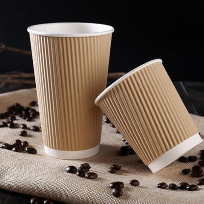 Ripple Paper Cups 16 oz 500 Pack for Coffee & Tea Made in USA | Bulk 500 Count for Home, Office, Restaurants & Coffee Shops | Recyclable, Insulated, & Disposable 16 Ounce To-Go Cups for Hot Beverages