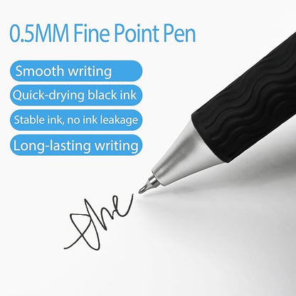 Black Gel Pens, 50 Pack Black Pens Bulk 0.5mm Black ink Fine Tip Pen, Smooth Writing, Click Gel Ink Roller Ball Pen for Office, nurses, families, and school diaries