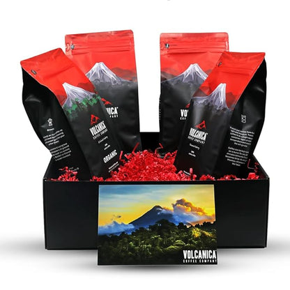 Coffee Connoisseur Gift Box, Whole Bean Peaberry, Jamaica Blue Mountain, Costa Rica, Brazil, Bolivia, Fresh Roasted, 4 x 16-ounce Bags
