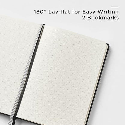 &And Per Se Dotted Journal Notebook (10 packs), A5 Hardcover Leather Bullet Dotted Journal, 160 Pages 100GSM Thick Paper, 3 Sheets of Stickers Included - 5.7'' x 8'' (Black)