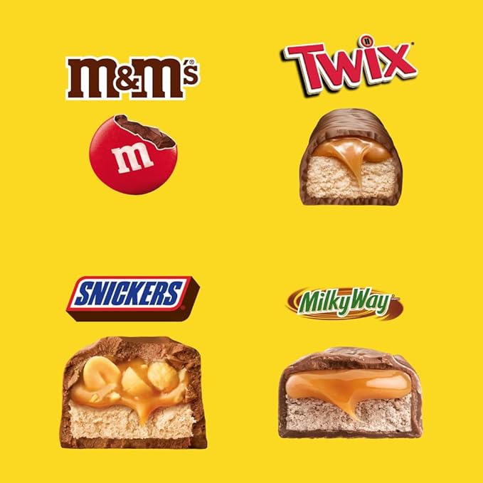 SNICKERS, M&M'S Milk Chocolate, MILKY WAY & TWIX Fun Size Chocolate Candy Variety Pack, Halloween Candy Variety Pack, 75 Ct Bulk Bag