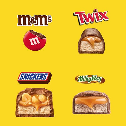 SNICKERS, M&M'S Milk Chocolate, MILKY WAY & TWIX Fun Size Chocolate Candy Variety Pack, Halloween Candy Variety Pack, 75 Ct Bulk Bag
