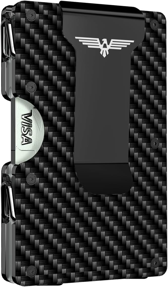 Upgraded Hinged Minimalist Wallet for Men | Slim Metal RFID Blocking Wallet | Credit Card Holder & Money Clip Holds 20 Cards | Premium Scratch-Resistant Finish | Ideal Gift for Men