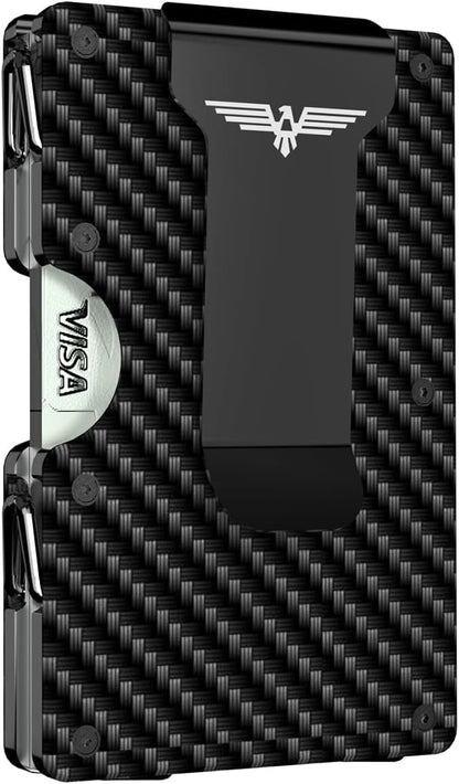 Upgraded Hinged Minimalist Wallet for Men | Slim Metal RFID Blocking Wallet | Credit Card Holder & Money Clip Holds 20 Cards | Premium Scratch-Resistant Finish | Ideal Gift for Men