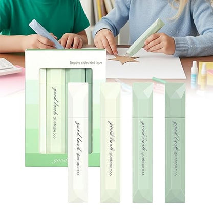 8-Pack Strong Double Sided Tape Roller, 0.23in x 16.4ft Adhesive Tape Glue for Gift Wrapping, Junk Journals, Paper Crafts, Essential Scrapbooking Supplies, Photo Mounting, School Office (GREEN)