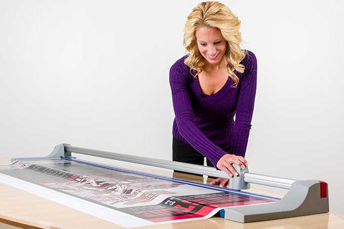 Dahle 472 Premium Rolling Trimmer, 72" Cut Length, 12 Sheet Capacity, Self-Sharpening, Automatic Clamp, German Engineered Paper Cutter