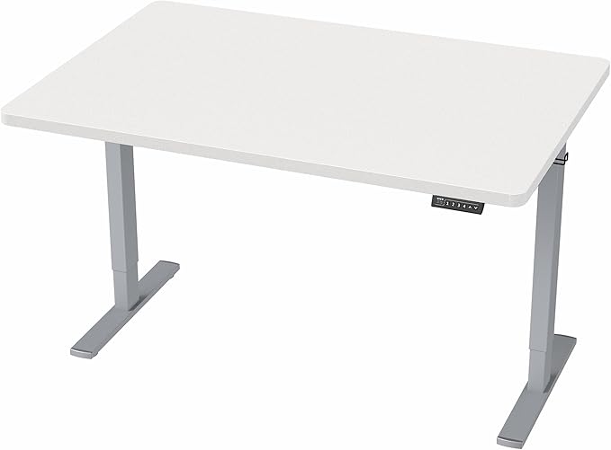 VIVO Electric 48 x 30 in Standing Desk, Memory Height Adjustment, 1B Series, One-Piece White Top, Gray Frame, DESK-KIT-1G5W