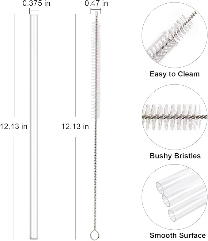 Replacement Straw Compatible with Stanley 40 oz 30 oz Cup Tumbler, 6 Pack Reusable Straw with Cleaning Brush, Plastic, Clear