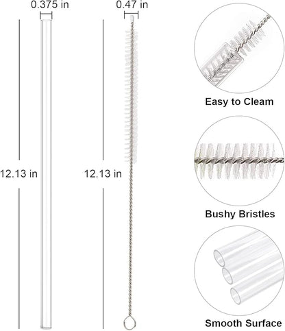 Replacement Straw Compatible with Stanley 40 oz 30 oz Cup Tumbler, 6 Pack Reusable Straw with Cleaning Brush, Plastic, Clear