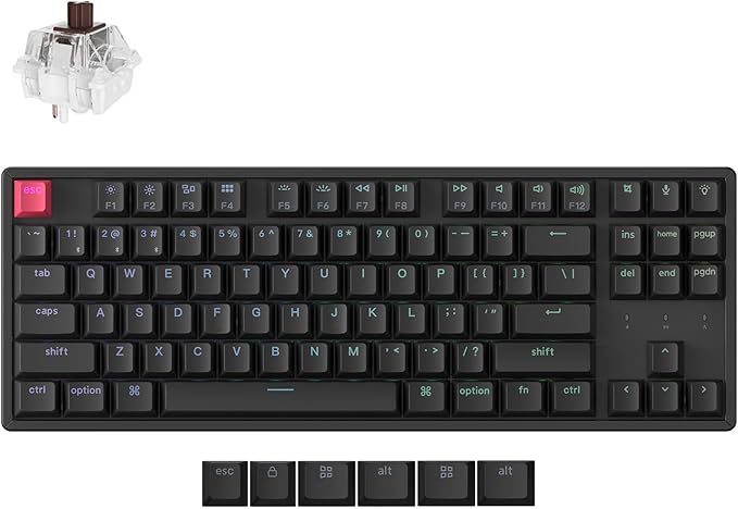 Keychron K8 Version 2 TKL Wireless Mechanical Keyboard, QMK/Launcher Bluetooth 5.2/Wired, RGB Backlit Shine-Through PBT Keycaps, Super Brown Switch, Aluminum Frame for Mac Windows Linux