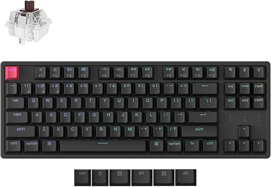 Keychron K8 Version 2 TKL Wireless Mechanical Keyboard, QMK/Launcher Bluetooth 5.2/Wired, RGB Backlit Shine-Through PBT Keycaps, Super Brown Switch, Aluminum Frame for Mac Windows Linux