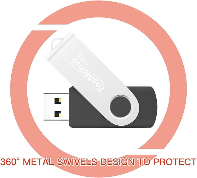USB Flash Drive 16GB Thumb Drive USB 2.0 Flash Drive Swivel Jump Drive Pen Drive Memory Stick for Data Storage(2 Pack,Black & Blue)