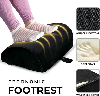 Friends of meditation Foot Rest for Office Chair | Foot Stool for Sofa | Ergonomic Foot Rest Under Table/Desk | Leg Resting Stool | Removable Cover | Black
