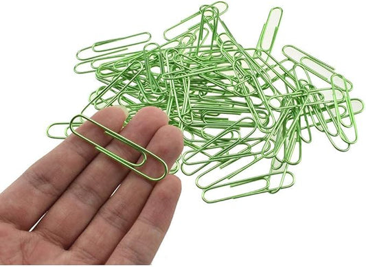 HAHIYO Paper Clips Large 2 inches Length Green Paperclips Vinyl Coated Prevent Scratching Tearing The Pages Sturdy for Bookmark Organize Home Office School 80 Pack