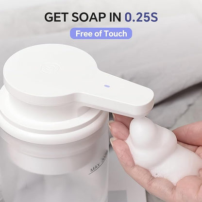 Automatic Soap Dispenser Touchless, Rechargeable Foam Hand Soap Dispenser for Bathroom, Soap Pump for Kitchen, Water-Resistant, Xmas Gift 10oz