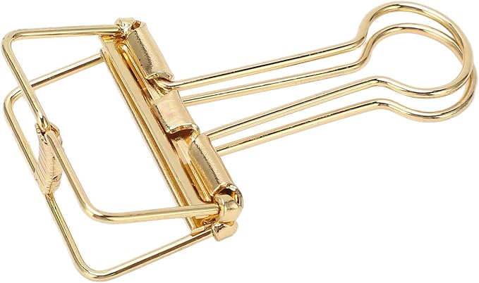 Clips 32mm Metal, 50 Pieces Strong Clamping Force, Hollow Design, Bronze - Assorted Sizes, Medium Shaped Paper Clips, Cute Office and School Supplies (Gold)