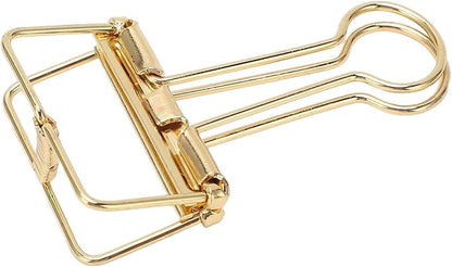 Clips 32mm Metal, 50 Pieces Strong Clamping Force, Hollow Design, Bronze - Assorted Sizes, Medium Shaped Paper Clips, Cute Office and School Supplies (Gold)