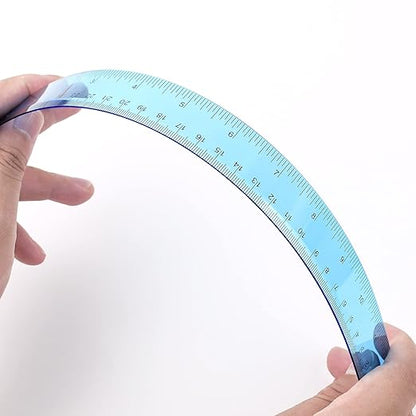 Clear Plastic Ruler 12 Inch Straight Rulers, Bulk Assorted Colors, Shatterproof Ruler with Inches and Centimeters for School Classroom, Home, or Office (8 Pack)