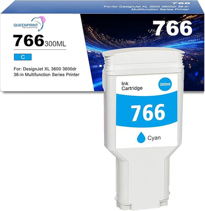 766 Ink Cartridge Cyan P2V89A 766 C DYE Ink Replacement for 766 Ink Cartridge for DesignJet XL 3600 3600dr Series Printer Ink 1-Pack 300ml