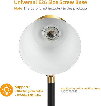 Desk Lamp with Dual USB Charging Port, Heavy Duty Metal Task Light, 340 Degree Swivel Arms, Easy Assembly with Cord Guide, Reading Lamp for Home Office, Black & Gold (Bulb Not Included)
