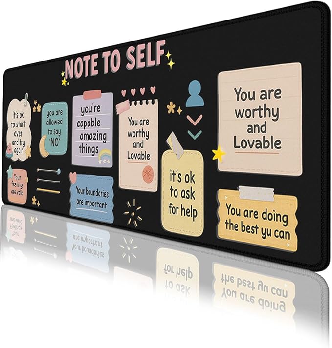 Positive Quotes Gaming Mouse Pad Cute Self Care Affirmations Mouse Pad Large Mousepad Extended Laptop Keyboard Mat Gaming Desk Pad Mouse Mat 31.5"x11.8"