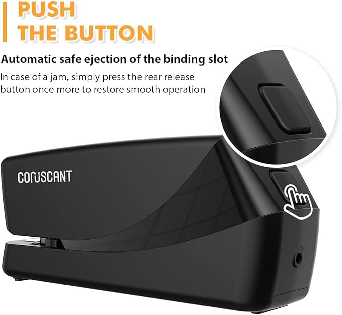 Coruscant Electric, Heavy Duty Automatic Stapler, 25 Sheet, Including 2000 Staples 1 Staple Remover, Desktop AC or Battery Powered for Professional Home Office Use, Black