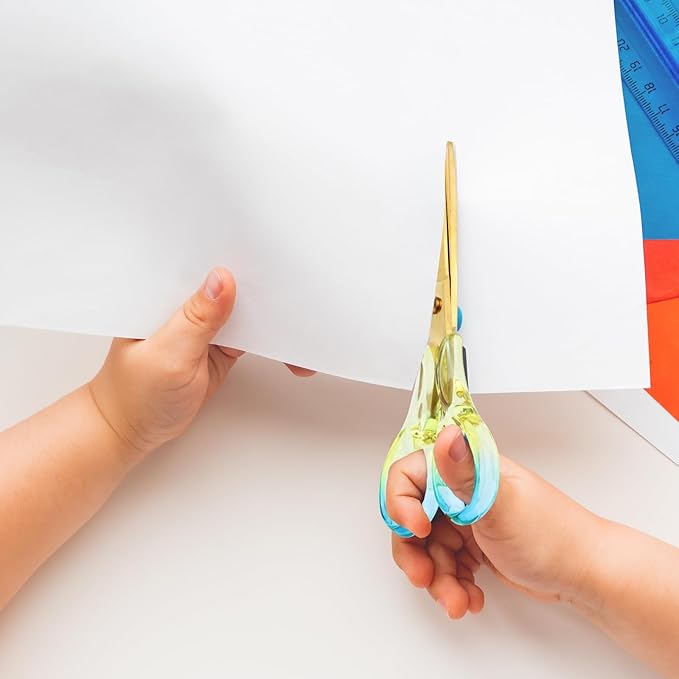 Honagu Premium Acrylic Handle Scissors -Stainless Steel Blades, Precision Cutting, Ergonomic Design, Ideal for Home, Office, and Craft Use - 2 Pack, Blue