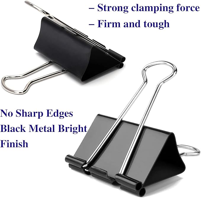 Extra Large Binder Clips 2 Inch (72 Pack), Big Paper Clamps with Box Giant Binder Clips for Office and Home Supplies